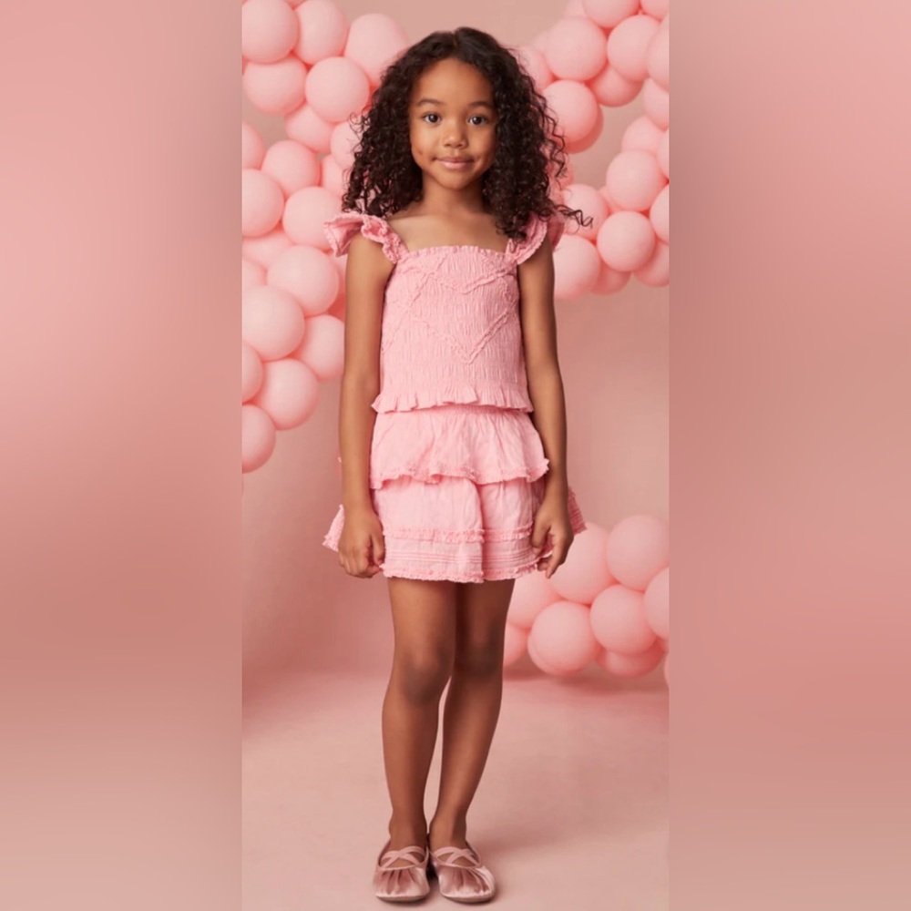 LoveShackFancy Girls Caspia Cotton Ruffle Top